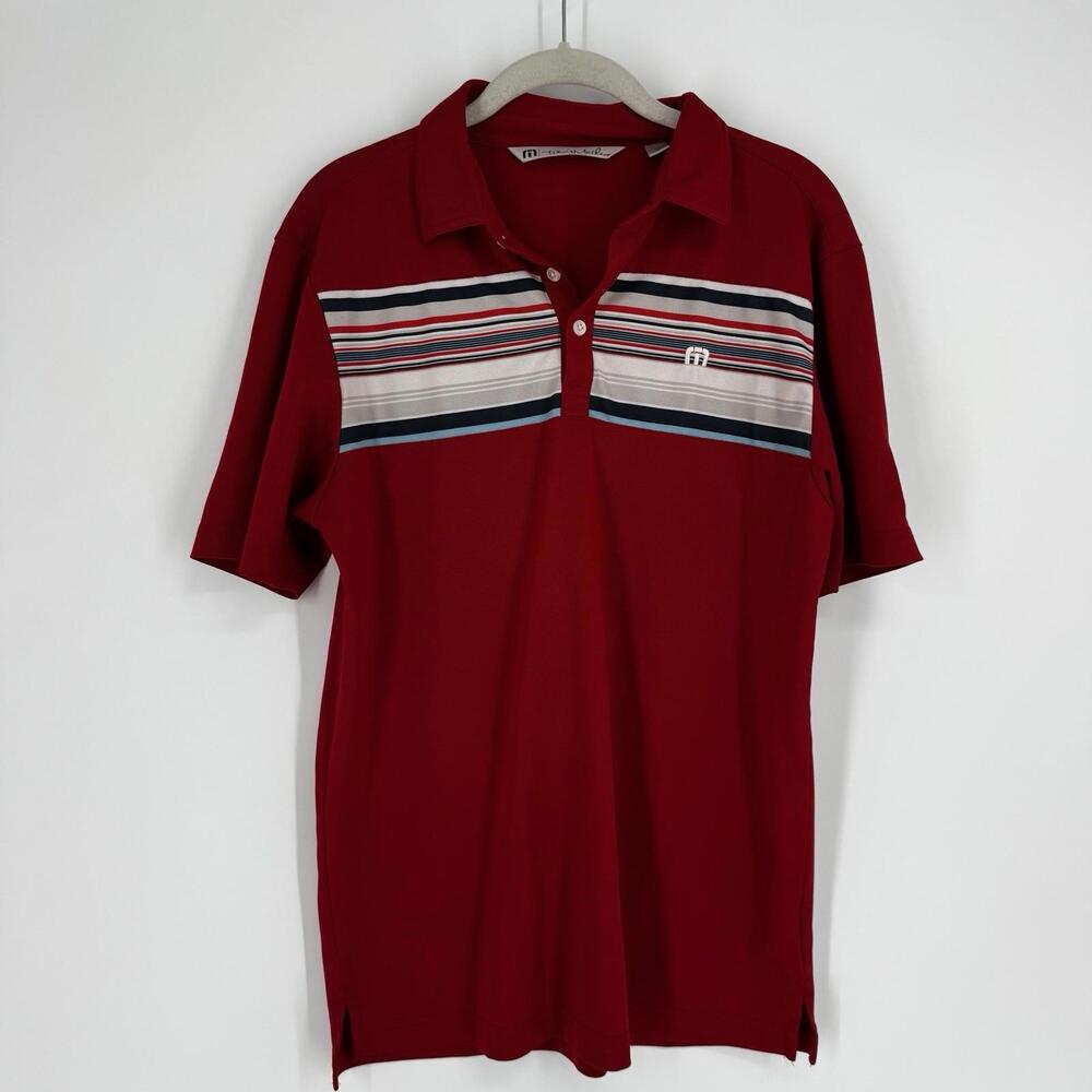 Travis Mathew polo mens small S red makai golf club sporty athletic lightweight